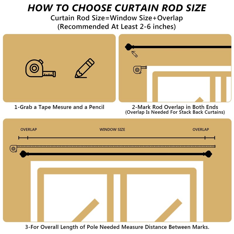 Ceramic Curtain Rods for Windows 48 to 84 Inch,1 Inch