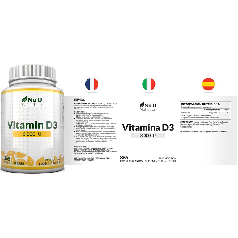 Vitamin D 3000IU - 365 Softgel Capsules - 1 Year