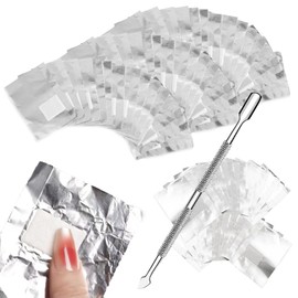 HUIKKJP 200pcs Disposable Aluminum Foil with Cotton Cuticle Pusher for Gel Nails