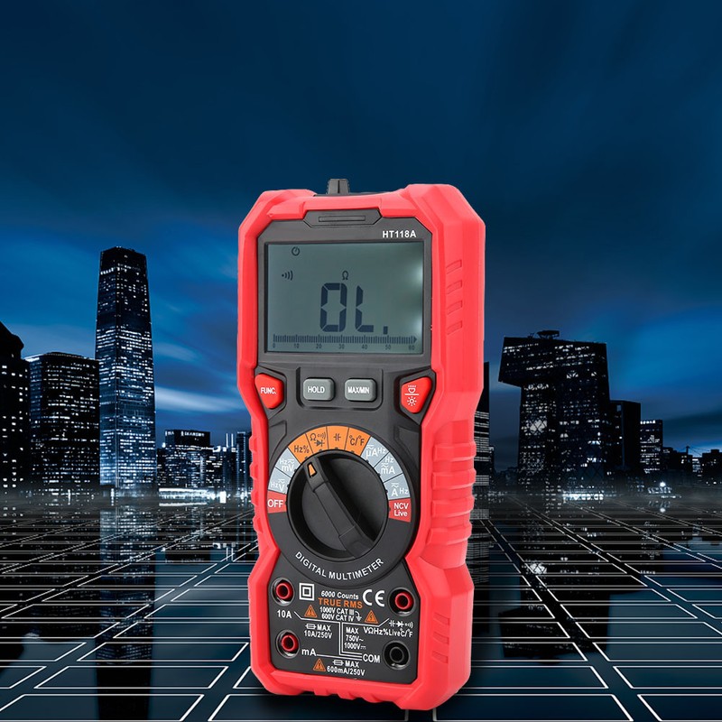 HT118A Handheld Digital Multimeter AC/DC Volt Amp Ohm Capacitance Hz