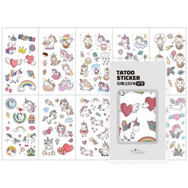 Nizel KC certified children's tattoo sticker character tattoo, 10-piece set, 1 piece, 14. [C] Tattoo (Unicorn 1-10 sheets) / 니즈엘 KC인증 어린이 타투스티커 캐릭터 문신 판박이 10장세트, 1개, 14. [C]타투(유니콘1-10장)