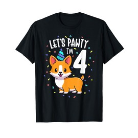 4 Years Old Corgi Dog Lover 4th Birthday Party Outfit Kid T-Shirt