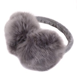 Sudawave Mädchen Damen Winter verstellbare Ohrenschützer Gestrickte Kunstpelz Plüsch Ohrenschützer Mode Ohrenwärmer (Grau)