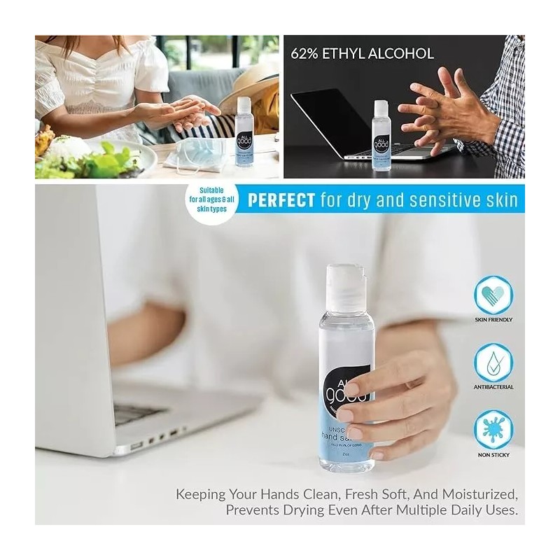 All Good Unscented Gel Hand Sanitizer 2oz - Set of