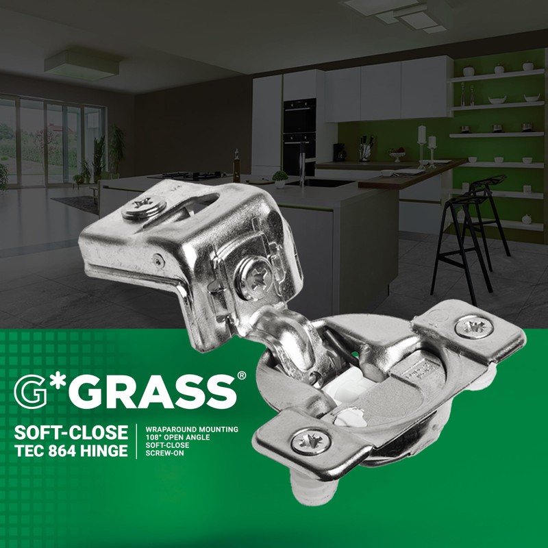 Grass 02910A-15 TEC 864 Soft Close Hinge, 1-1/4" (31.75mm) Overlay