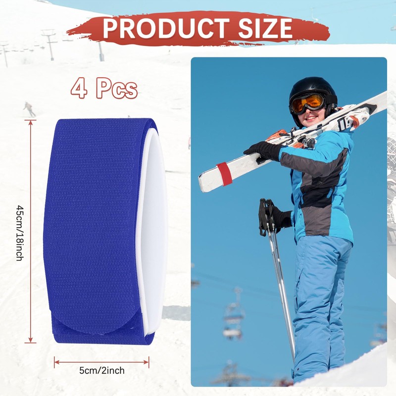 TIXIPEM Ski Fastener Straps [4Pcs] - Winter Sports Accessories Carrier