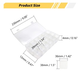 MroMax PP Component Storage Box 230x160x60mm Plastic Organizer Adjustable Container 18 Removable Grids Tool Boxes for Electronic Component Small Accessories Transparent Color 1Pc