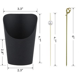 Charcuterie Cups with Sticks Black Disposable 14 oz  Paper Appetizer Cups, Individual Party Serving Snack Cups (50 Cups, 200 Picks) - Color: Black (50 cups + 200 sticks)