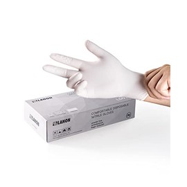 LANON - Guantes desechables de nitrilo blancos, sin látex, sin polvo, con textura, para cocinar, limpiar, talla S