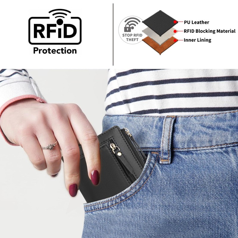 GOIACII Women's Small and Short Format Wallet with RFID Blocking,