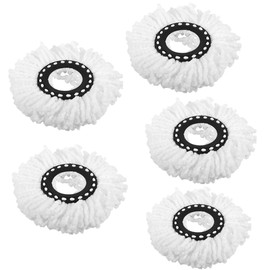 5PCS Microfiber Replacement Mop Head Spin Mop Head Replacement 5-Pack, Microfiber Refill Heads Universal for 360 Spin Magic Mopping, Round Shape Standard Size White
