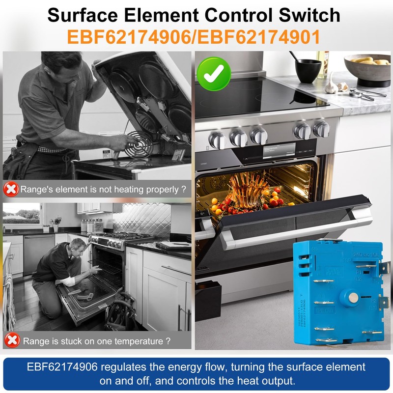 EBF62174906 EBF62174901 Infinite Switch for Range Surface Element Control, Stove