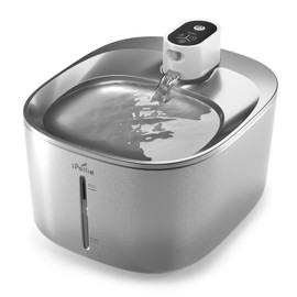 Runway Wireless Pump Cat Water Fountain with 4 Filters - Waterproof Self-Contained Battery, Stainless Steel, 1.1 Gal/135oz, Motion Sensor, 5-Stage Filtration for Pets, Upgraded Cordless