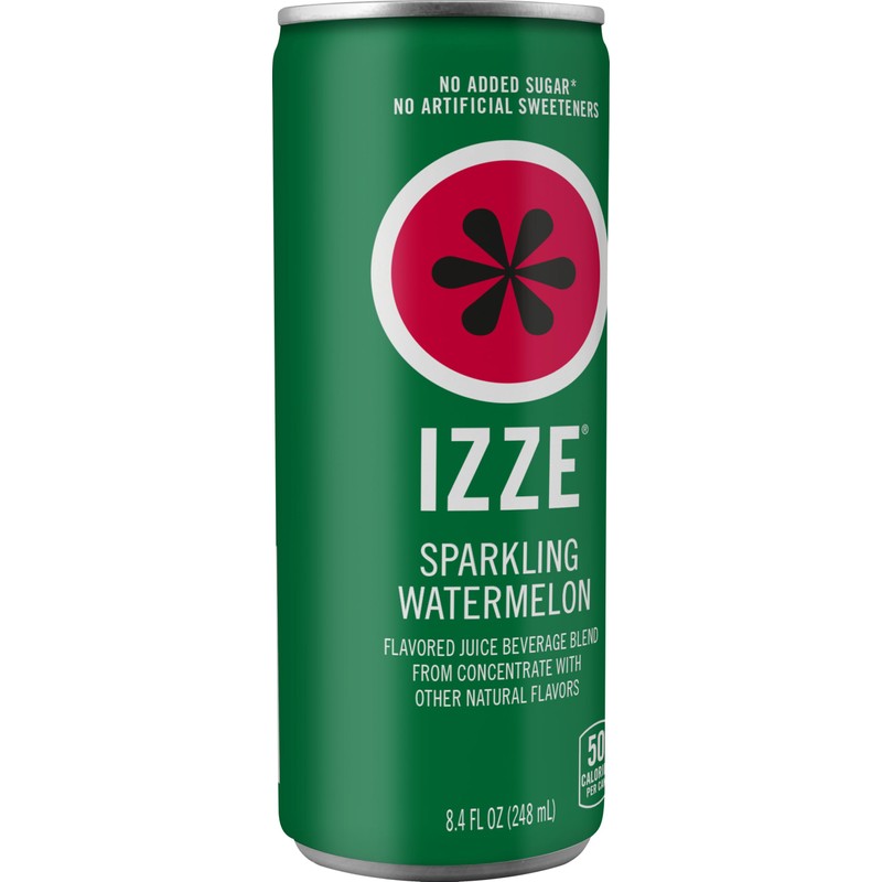 IZZE Sparkling Juice Beverage Blend, Watermelon, No Sugar Added, 8.4