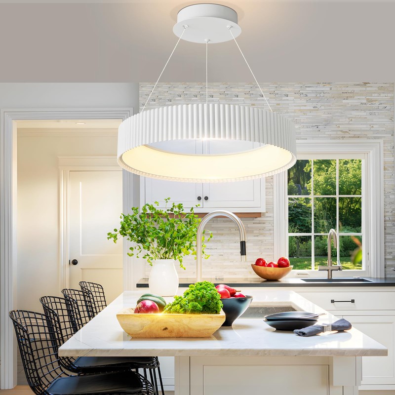 Dnshjue Modern LED Chandelier- White Dimmable Circular LED Pendant Light