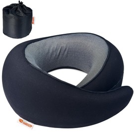 HWGIZP Travel Pillow | High-Density Memory Foam Pillow with 360° Surround Support. Ergonomically Designed. Ideal for Airplane Travel and Home Use. (Black)