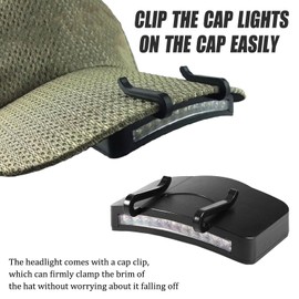MODOAO Hat Light Clip Headlamp Flashlight Baseball Cap Light- Rechargeable Waterproof Hat Light for Fishing Camping Hand Work (1 Pack)