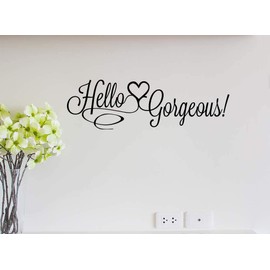 Imposing Design Hello Gorgeous 23 X 7 Vinyl Wall Quote Decal Sticker Cute Girl Smile Hepburn Wall Art Decor Motivational Inspirational Lettering