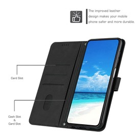 UPLAI Wallet Case for OPPO Reno 13F 4G/Reno 13 FS(Reno13 F 5G), Premium Leather Magnetic Closure Flip Cover with Kickstand, Skin Feel Shockproof Durable Case Cover.Black