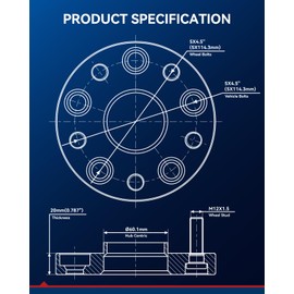 KAX 5x4.5 Wheel Spacers 20mm, Hub Centric Wheel Spacers with M12x1.5 Studs 60.1mm Hub Bore,2Pcs Spacers fit for RAV4, Camry, Highlander, Sienna, RX350, ES350, Venza, Avalon, ES330