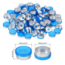 PATIKIL 20mm Flip Off Caps, 100 Pcs Flip Off Caps Flip Off Seals Flip Off Vial Seals Plastic Aluminum Caps Cover for Glass Vial Laboratory, Dark Blue