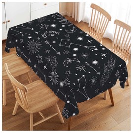 Swono Rectangle Tablecloth Sun and Moon Table Cover 52x70 Inch Stars Sun Moon Constellation Galaxy Space Table Cloth for Rectangle Tables Decorative Tablecloth for Dining Party Camping BBQ