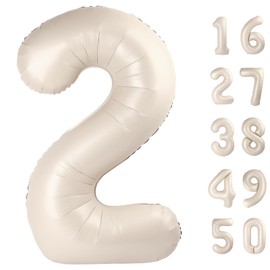 40 Inch Milk White Balloon Number 2 Balloon,Number Balloons Big Giant Jumbo Number 2 Foil Mylar Balloons for 12th Birthday Party Anniversary Events,Wedding Anniversary Party Decorations