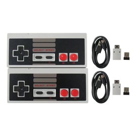 INGQI New Upgraded Wireless Controller for Mini NES Classic Edition, Upgraded Turbo Function,Build in Rechargeable Battery，With USB Wireless Adapter Fit for PC/Mac OS/Raspberry PI (2 Packs)