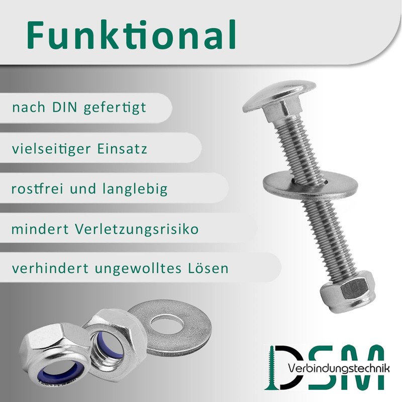 DSM – Carriage Bolts M5 x 50 mm Set DIN