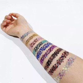 Veronni Gel De Purpurina Corporal De 9 Colores Gruesos Con Purpurina