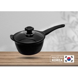 Unbranded MADE IN KOREA_ 2-Quart Nonstick Sauce Pan With Lid, Marble Coating, 7" Diameter