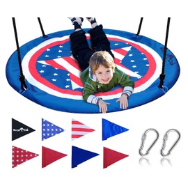 Royal Oak Saucer Tree Swing,Giant 40 Inches with Carabiners and Flags, Heavy Duty 1680D Oxford Fabric,700 lb Weight Capacity, Steel Frame,Waterproof, Easy Install Step by Step Instructions (Orange)