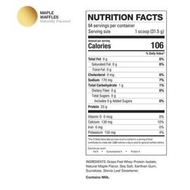 HD MUSCLE ProHD Protein | 100% Grass Fed Whey Isolate | 25g Protein, 106 Calories, 0g Fat | Zero Fillers or Amino Spiking | 2.1 Pound, 30 Servings (Maple Waffles)