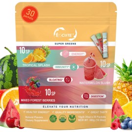 EOCUTE Super GREEN Powder Bloating Relief Gut Health Care & More 3 flavors-30 packet US