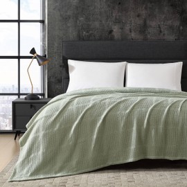 Kenneth Cole Lightweight Cotton Home Bedding, Cozy Blanket for All Seasons, Twin, Green