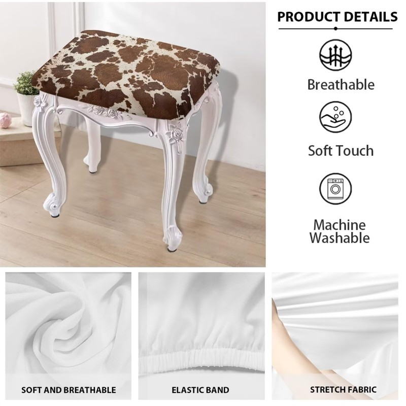 Luarisgur Bar Stool Covers Set of 2 Brown Cow Print