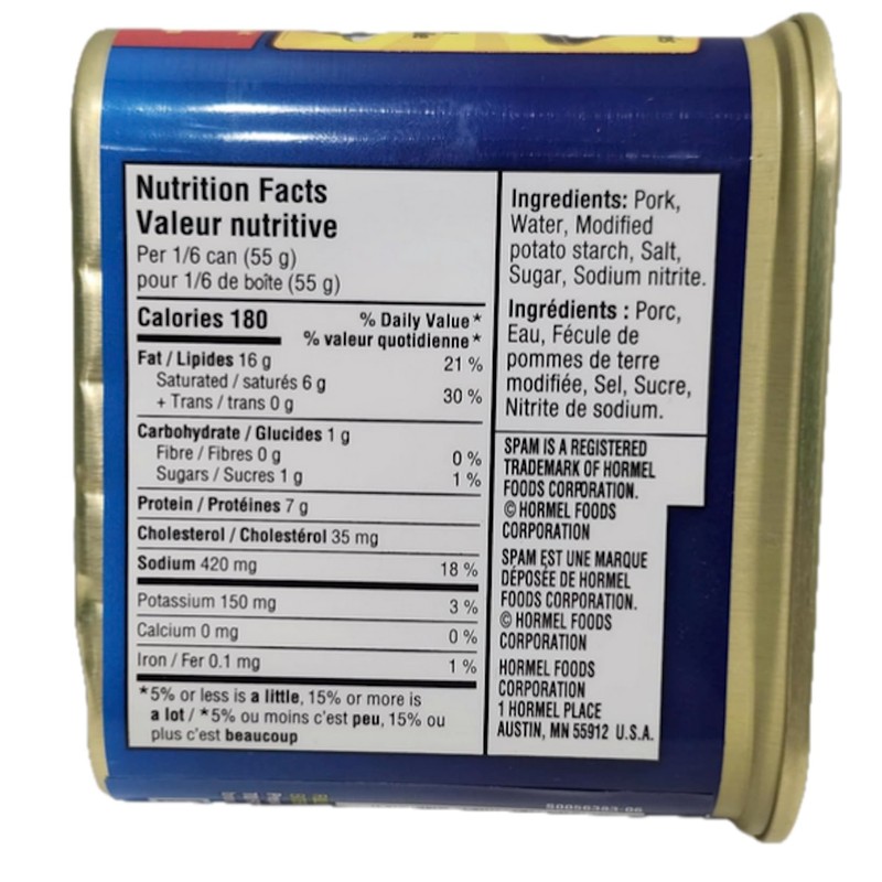 Spam Luncheon Meat Can, 25% Less Sodium, 12 Ounce (4