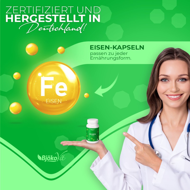 Iron Capsules by BjökoVit | High Dose & Vegan |