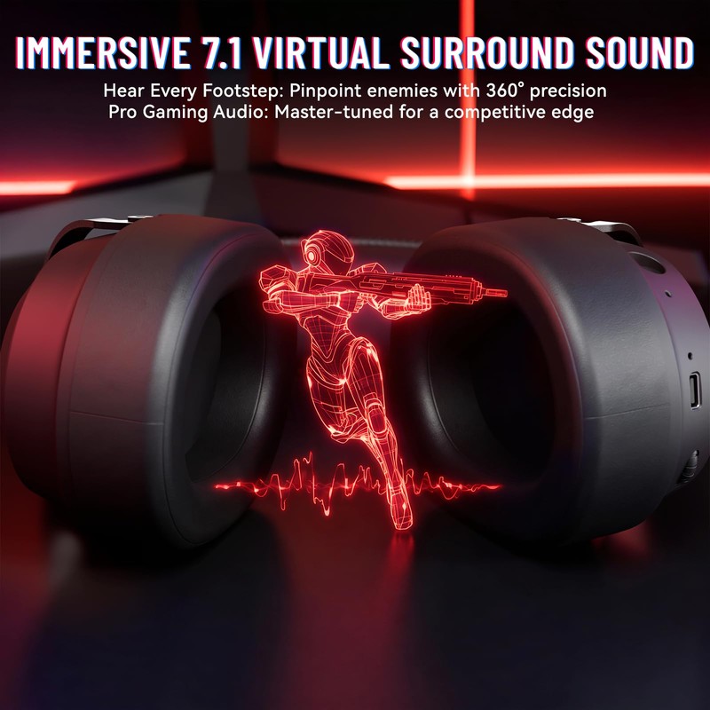 ATTACK SHARK L30 PRO Wireless Gaming Headset,7.1 Surround Sound, 50mm