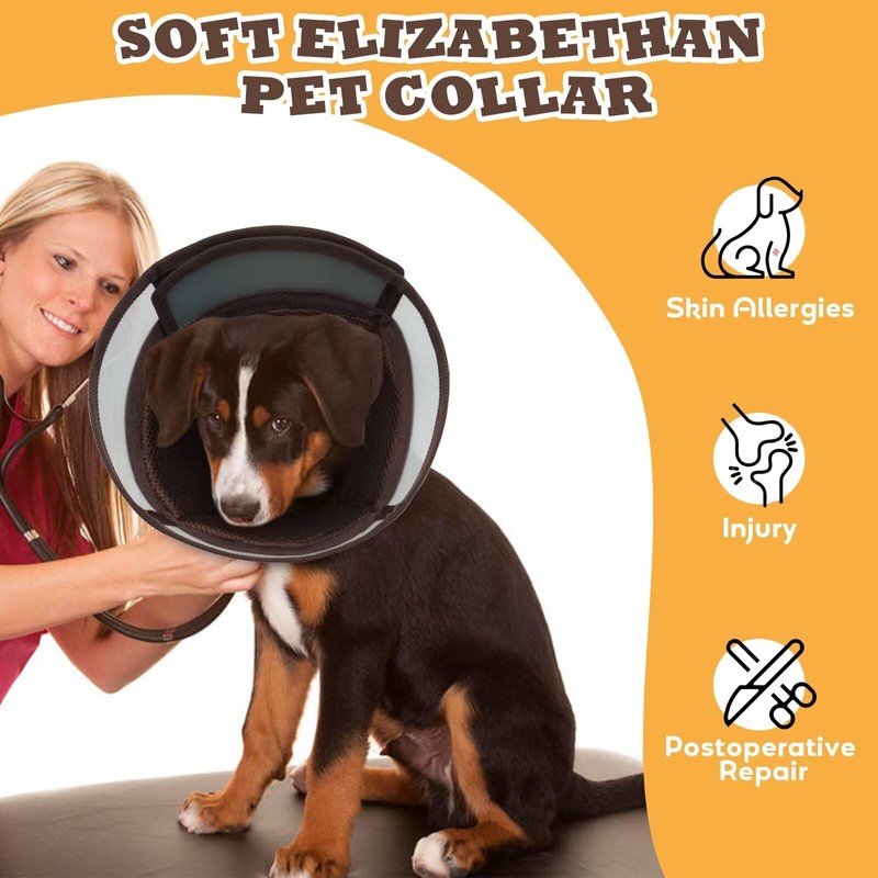 AuraPaw Soft Dog Cone for Dogs After Surgery,Foldable Dog's Cone