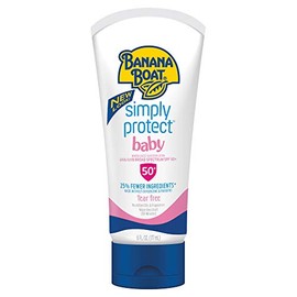 Banana Boat Simply Protect Mineral-Based Sunscreen Lotion for Baby, SPF 50+, Tear Free, 25% Fewer Ingredients*, 6 Ounces