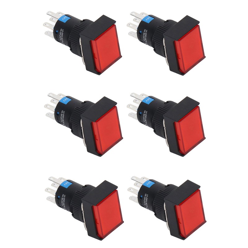 25 Pcs Push Button Switch Light Indicate Self Locking Long