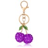 Neptniopllab Diamond Purple Cherry Charm,Cute Cherry Keychain for Women Gift