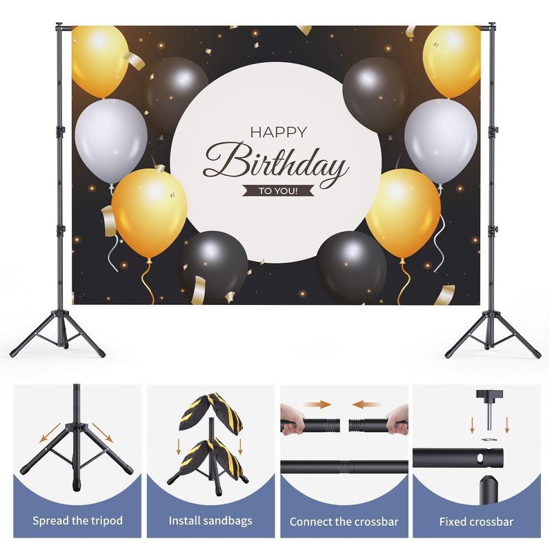 Backdrop Stand 10x7.5ft, Height Adjustable and Width Adjustable Backdrop Stand,