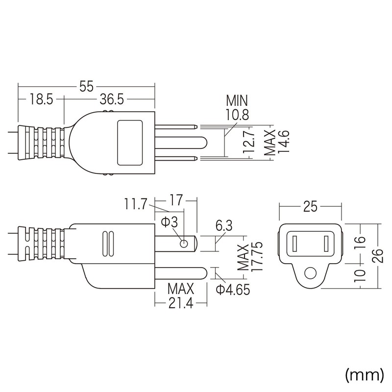 Sanwa Supply TAP-SH3625MG3P Shutter Tap (3P, 6, 8.2 ft (2.5