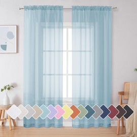 Simplebrand - Cortinas transparentes de color azul cielo, de 84 pulgadas de largo, con bolsillo para barra de filtrado de luz, paneles de cortina transparentes para ventana, elegantes cortinas y