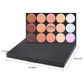 WishesMar Concealer Palette Colour Corrector Dark Circles Fit You Make Up Camouflage Concealer 15 Shades Colour with 8 Sticks Makeup Brush for Daily and Professional Make-Up #B