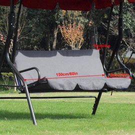 Outdoor Swing Cushions 3 Seater Replacement, Patio Swing Replacement Seat, Waterproof Polyester Taffeta Porch Swing Cushions for Patio, Garden, Poolside, Balcony, Backyard (Grey)