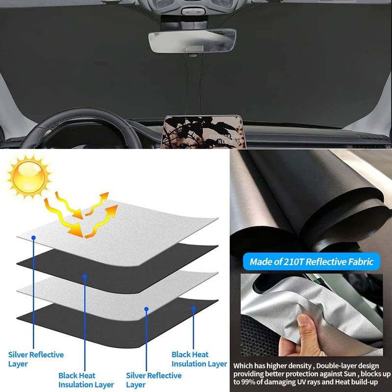 Moricere Upgrade Windshield Sun Shade with USA Flag for Toyota