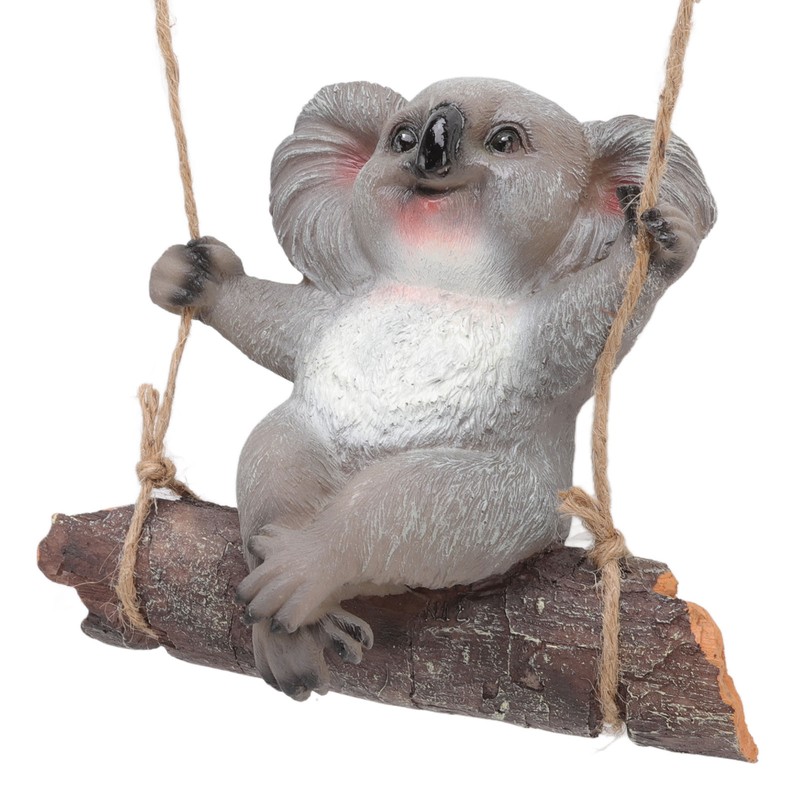 Swing Koala Sculpture Cartoon Synthetic Resin Animal Statues Decoration for